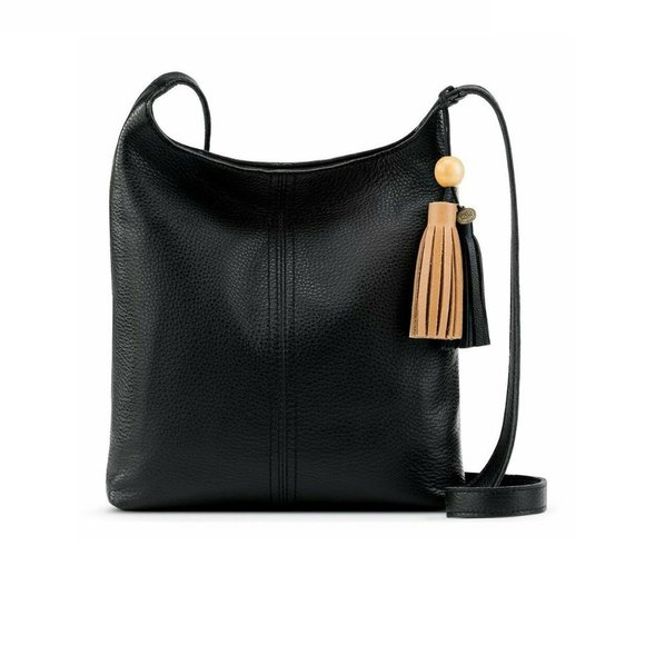 The Sak Women's Magnetic Snap Closure Huntley Leather Crossbody Bag - Black - Picture 1 of 4